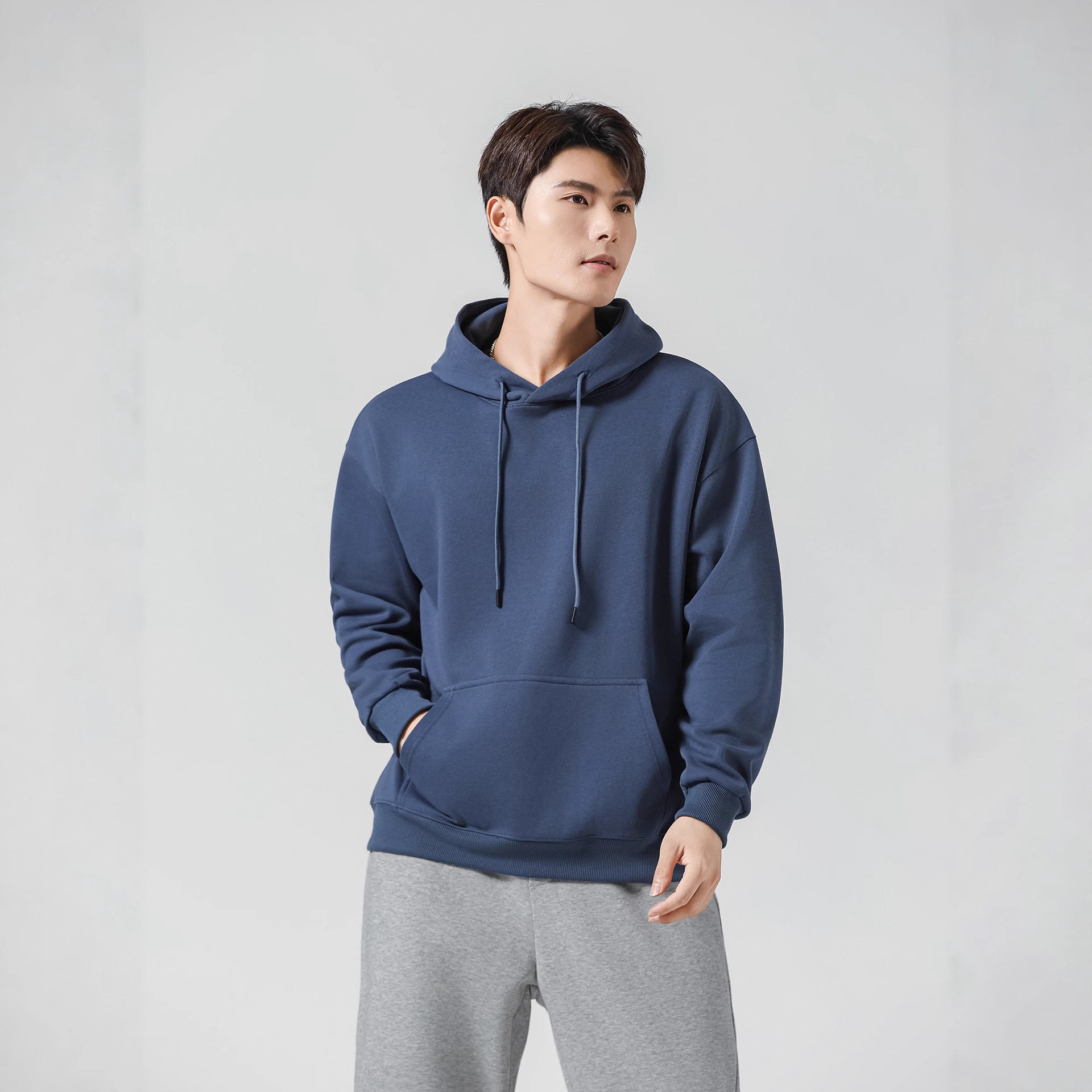 秋冬300g重磅连帽卫衣华棉纯色双层帽加绒潮牌休闲宽松卫衣上衣女