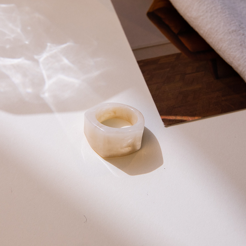 现货树脂醋酸戒指女混合彩色圆形方形指环套装外贸内销指圈批发