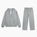 Gray hoodie & straight-leg pants set (silver label)