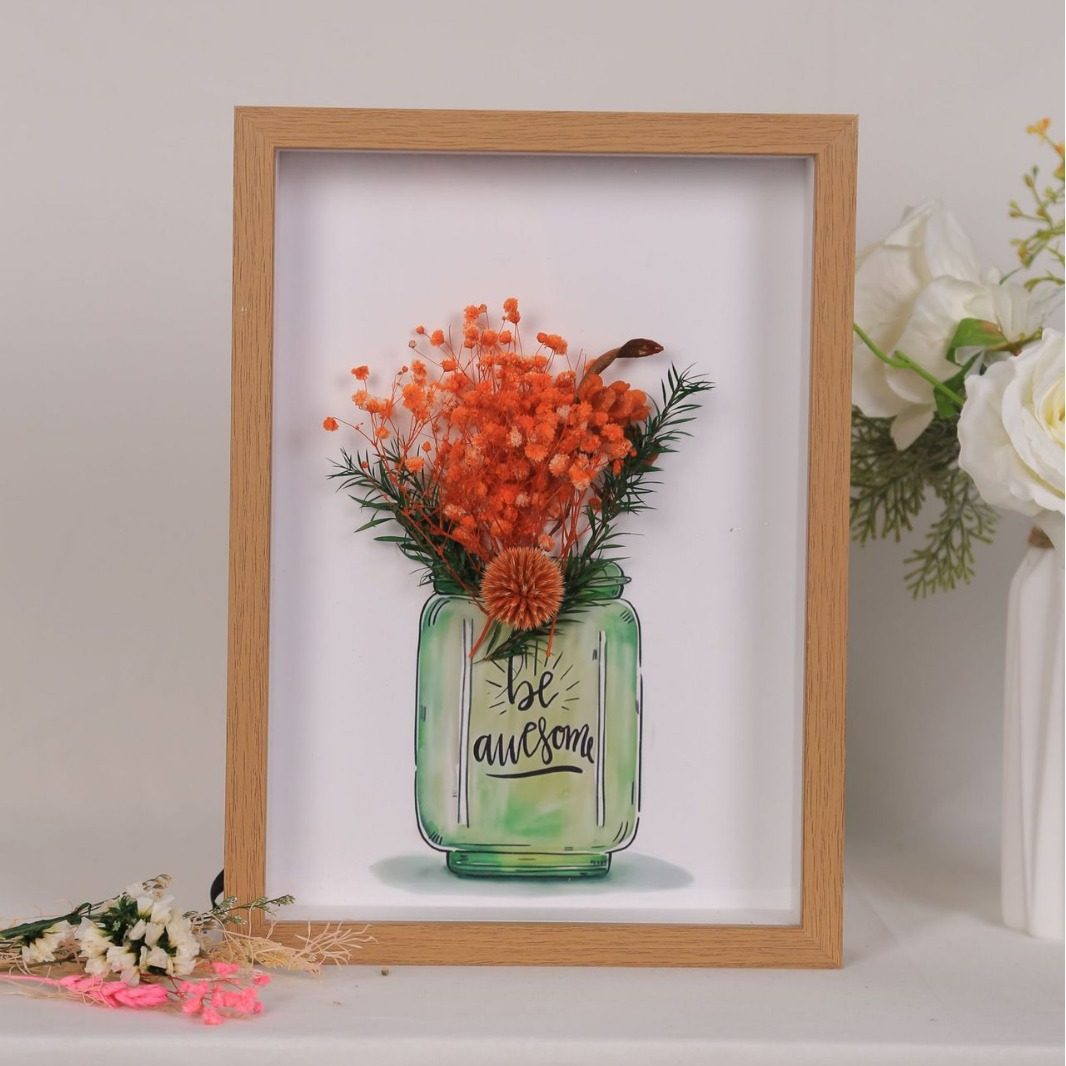 6inch Dried Flower Stereo Photo Frame Hollow Dried Flower Storage Table DIY Plant Framed Specimen Immortal Flower Decorative Picture Frame