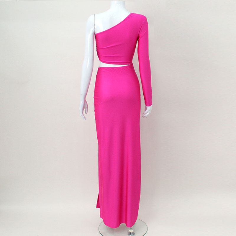 Off Shoulder Long Sleeve Hollow Out Bodycon Dress High Waist Solid Color Sexy Style Evening Party Wear Wholesale