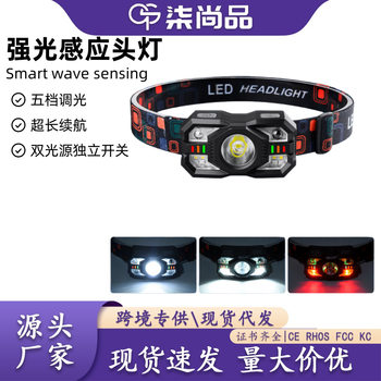 Cross-Border Smart Induction Small Headlight Long Battery Life Rechargeable Multi-Light Source Outdoor Head-Mounted Flashlight Night Fishing Portable Headlight