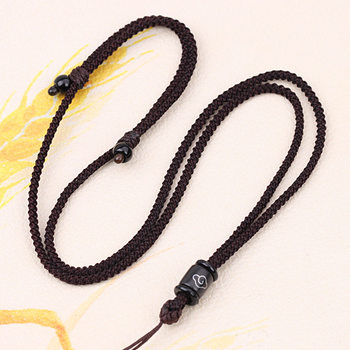 Fine sandalwood lanyard with gold Jade jade pendant men's and women's necklace rope wholesale Wenwan embedded silver silk pendant rope