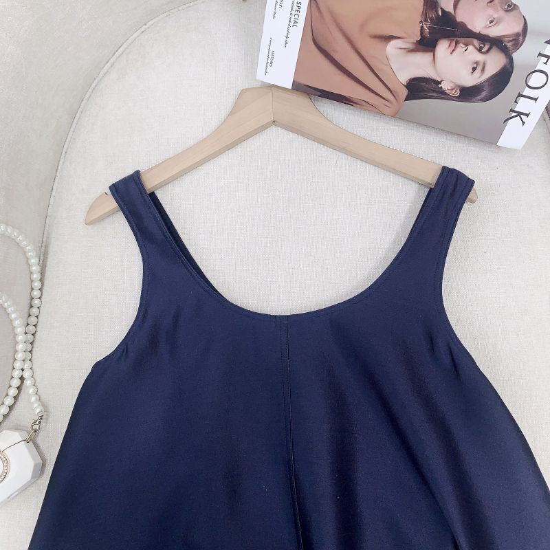 Đầm hai dây lụa tơ tằm dáng chữ A tay công chúa phong cách thanh lịch — [Quần short chống chói miễn phí màu lục lam] Len lụa, [Quần short chống lộ màu nâu hạt dẻ] Len lụa, [Quần short chống lộ màu trắng ngọc trai] Len lụa