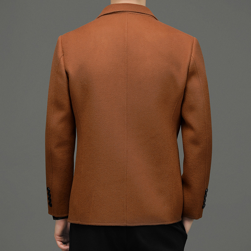 Áo blazer nam len hai mặt dáng ôm phong cách tối giản — màu cam, con lạc đà