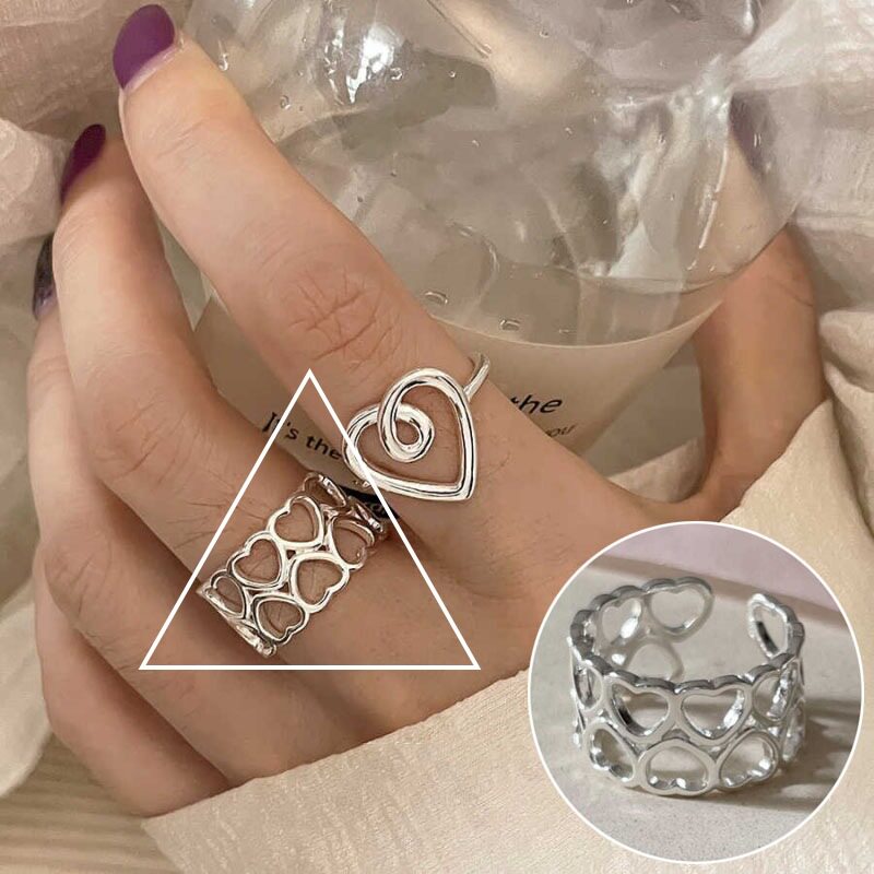 简约几何线条螺旋戒指女时尚设计感冷淡风开口指环旋涡环形食指戒