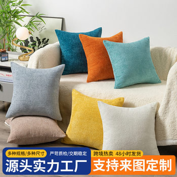 Ins cross-border Amazon solid color chenille woven pillow case living room sofa model room bedroom cushion with core
