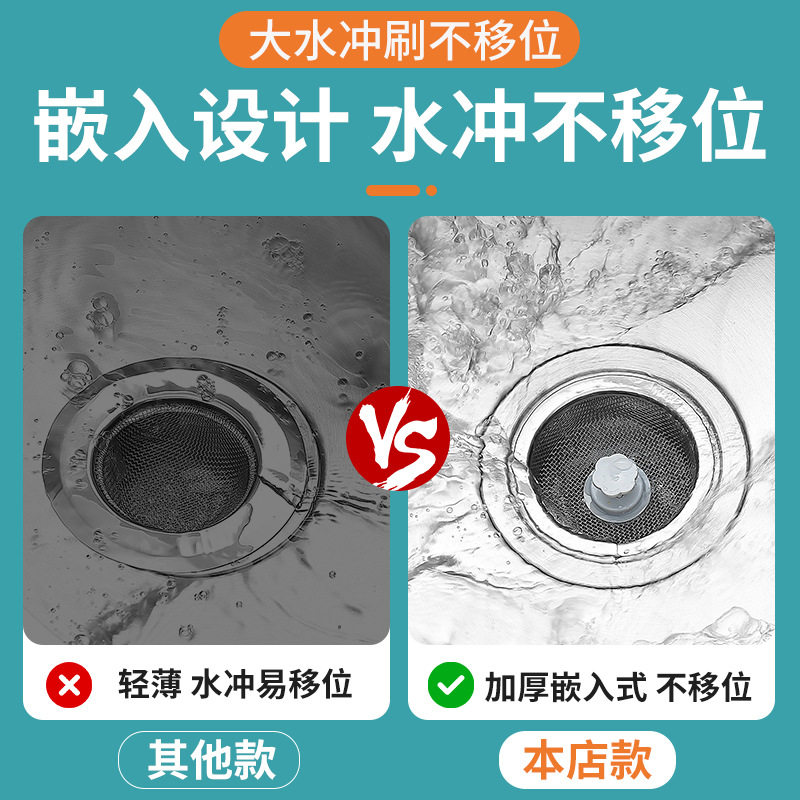 Kitchen sink filter screen sink food residue filter anti-rust anti-blocking hole with rubber plug filter screen slag screen