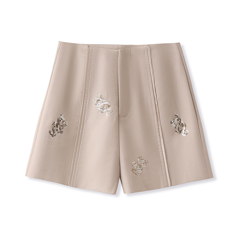 Bộ đôi áo vest không tay dáng ôm kèm quần short thêu họa tiết nữ — Quần short thêu (giao hàng trong ngày), Áo thêu (giao hàng trong ngày)