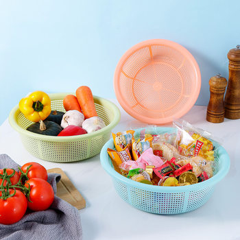 Plastic Simple Vegetable Washing Hollow Basket Household Thickened Kitchen Rice Sieve Washing Basket Rice Washing Basin Three-piece Set Wholesale