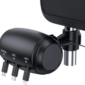 Cross-Border Car Charger One-To-Three Car Shrinkable Cable Box Charger Private Model Ready-Made Three-In-One Car Charger