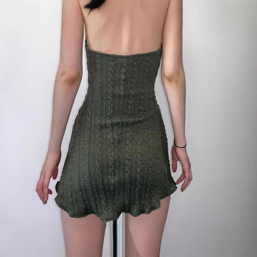 Halter Neck Bodycon Dress Elegant Ruffle Trim Sexy Fit Autumn Fashion Perfect for Parties and Events Wholesale