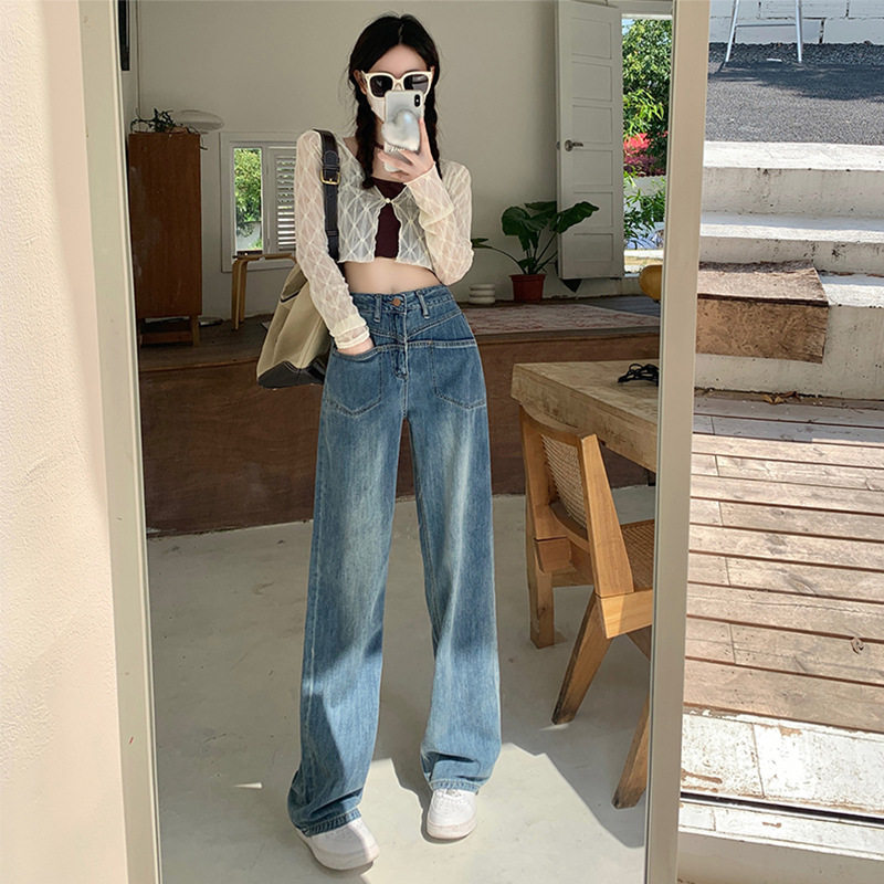 Plus Size Vintage Wide Leg Jeans for Women Loose Fit Flattering Design Casual Style Perfect for Spring Wholesale
