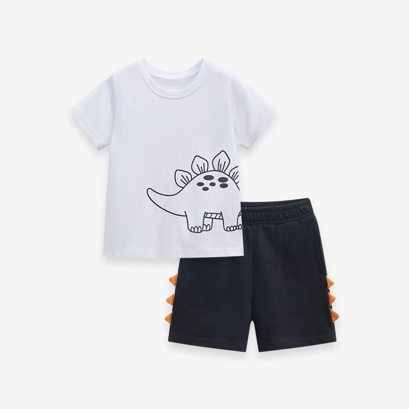 Custom Summer Short-sleeve Boys' 2-piece Set, Kids' Cotton Outfit, Toddler & Kids' Sportswear