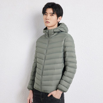 Cross-Border 2025 Pinghu Wholesale Dropshipping Light down Jacket Men's Hooded 90 Velvet Korean Style Casual Plus Size Jacket