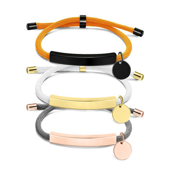 European and American Cross Border Multicolor Bracelet Bracelet Blank Material in stock Small Round Accessories Engraving Gift Stainless Steel Bracelet