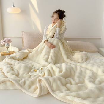 Rabbit Plush Winter Warm Blanket Plus Plush Blanket for Bed Nap Cover Coral Velvet Blanket Flannel Thin Blanket Bed Sheets