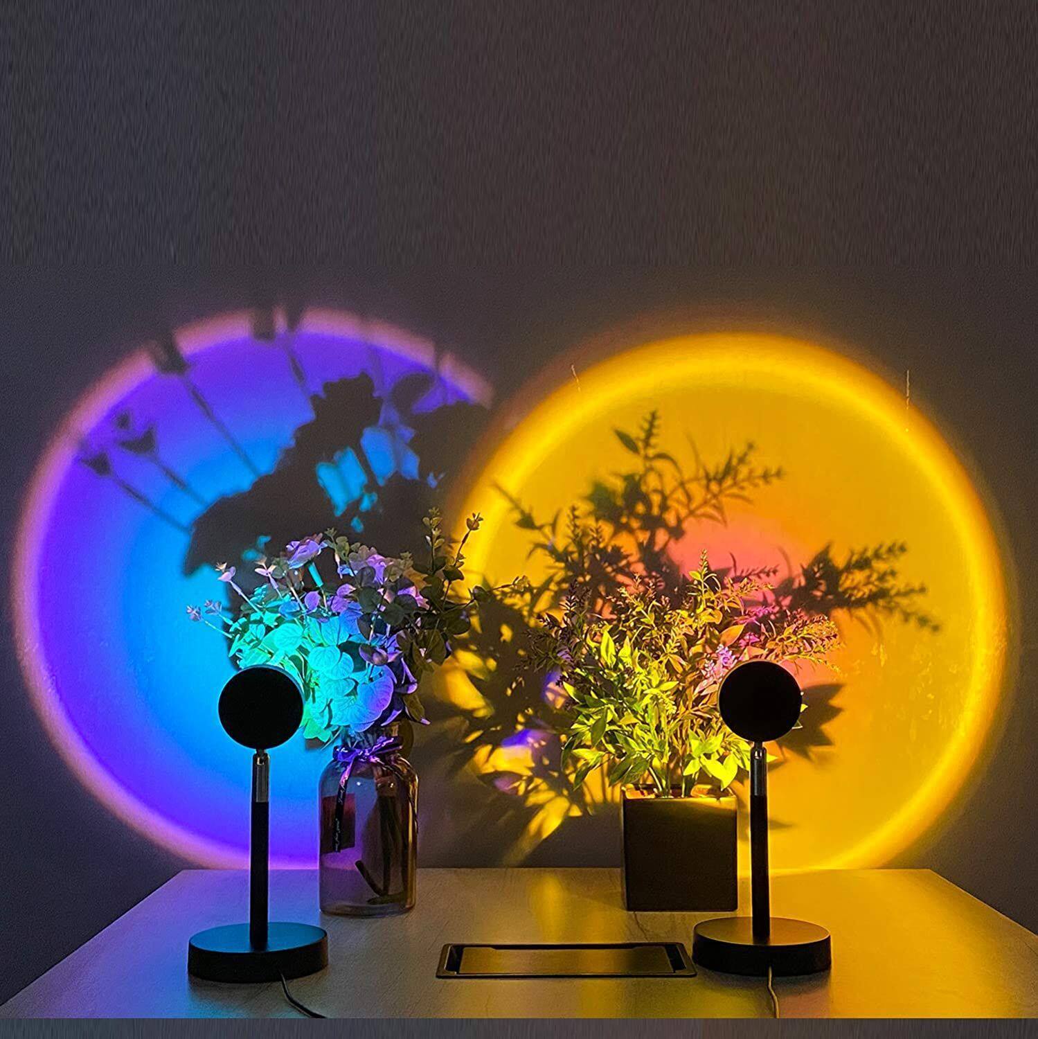 Hot Internet Red Sunset Lamp USB Rechargeable Table Lamp Sunset Rainbow Projection Sunset Lamp Internet Red Background Atmosphere Lamp