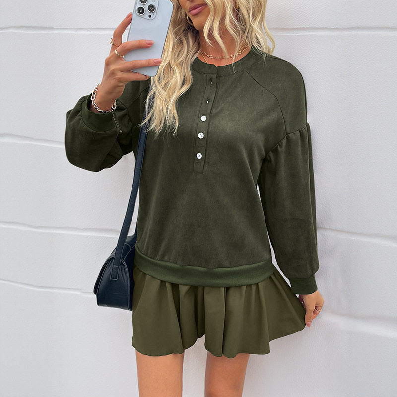 Casual Vintage Long Sleeve Color Block Sweatshirt Dress Soft Fabric Sweet Style Comfortable Fit Perfect for Everyday