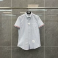 Cuff webbing vertical striped blue shirt