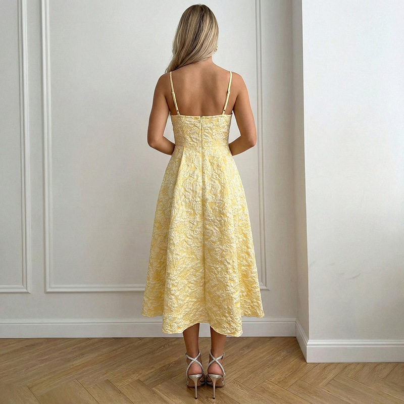Elegant Princess Style Floral A Line Dress Sleeveless Waist Defined Summer Fashion Wholesale Available