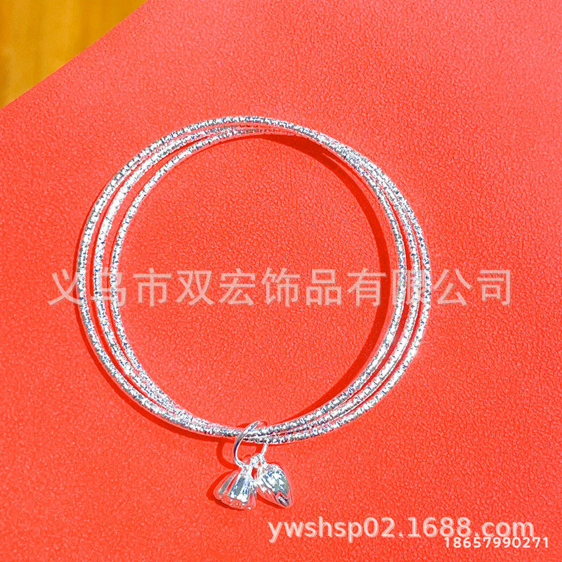 三圈女生手镯 苹果时尚满天星女式手镯 创意女士生日礼品手链批发