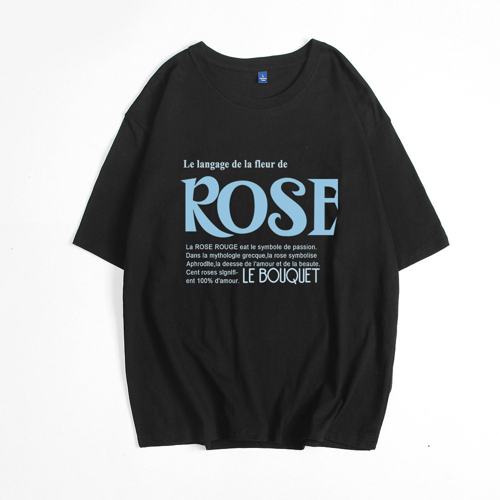 Womens Summer Loose Fit Cotton T Shirt Simple Letter Print Round Neck Short Sleeve Versatile Casual Wear Wholesale