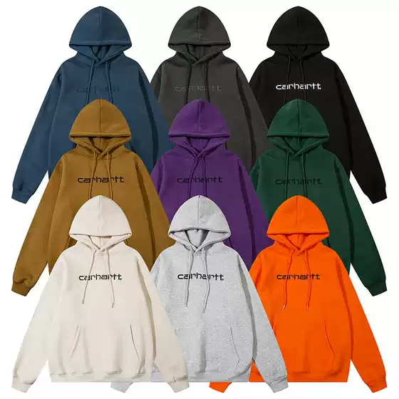 Original Standard Cross-border Foreign Trade Kaha Carh Classic Letter Embroidered Men's and Women's Loose fleece-lined Hoodie Sweater