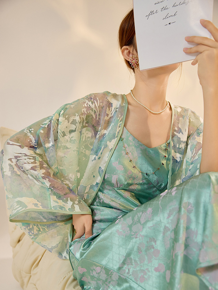 Áo khoác mỏng dệt hoa văn thêu nổi dáng rộng cổ chữ V nữ — Màu vàng mơ (giao hàng trong 7 ngày), Màu vàng mơ (phát hành trong cùng ngày), Xanh Khói Hồ (Cấp ngày hôm nay), Xanh Khói Hồ (giao trong 7 ngày)