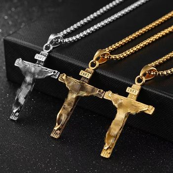 European and American Classic Retro Cross Pendant Men's Jewelry Wholesale Street Hip-Hop Versatile Titanium Steel Necklace Men's Jewelry