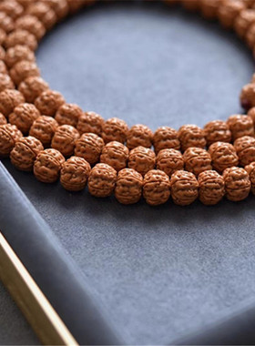 小金刚菩提子108颗一梅花桩双龙纹树王爆肉姜黄皮原籽士手串