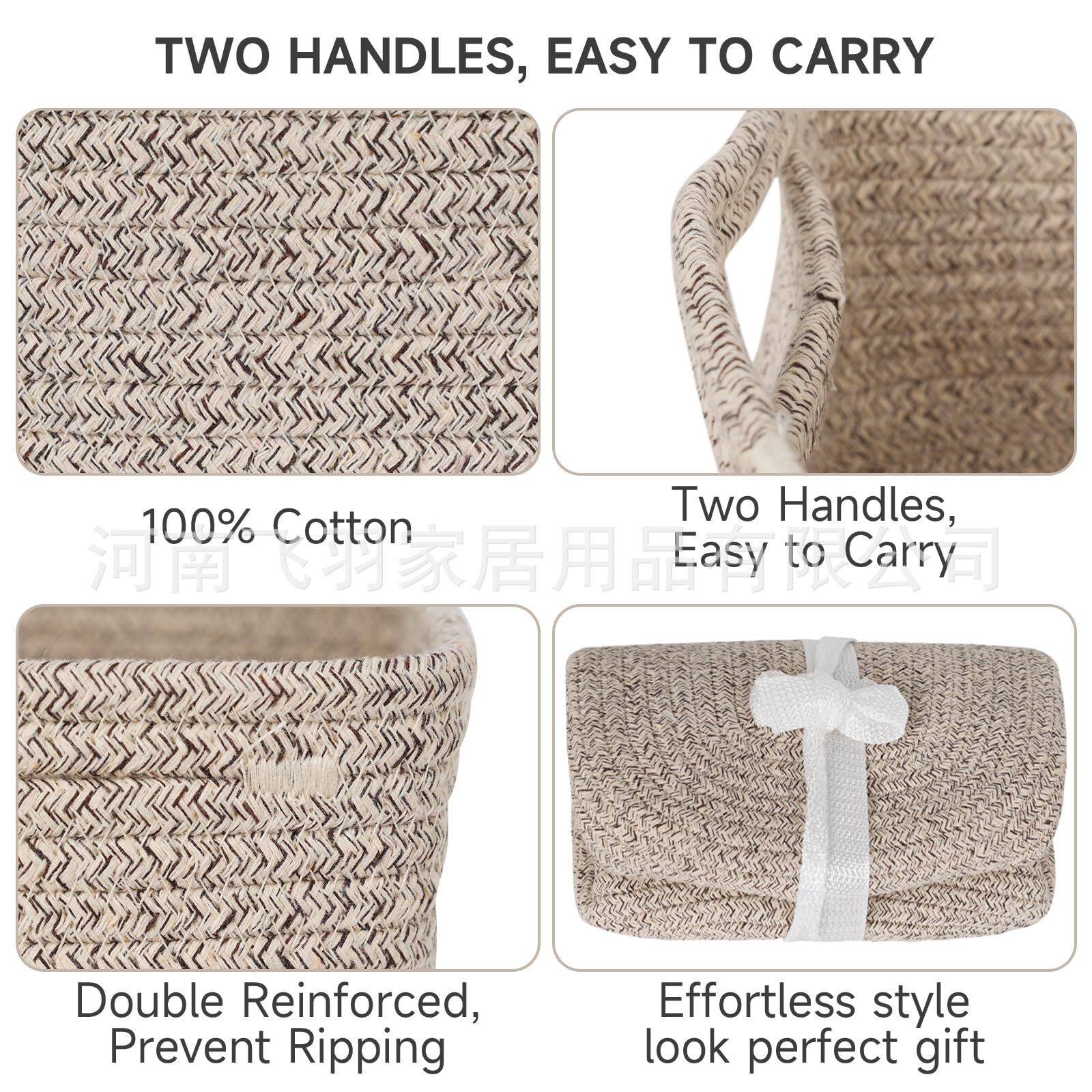 Source Manufacturer Square Cotton Rope Small Basket Holiday Gift Basket Family Small Items Storage Basket Square Bottom Small Basket