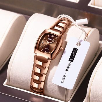 Tungsten steel watch women's waterproof simple temperament women's watch small dial women's quartz watch foreign trade Square watch a generation of hair