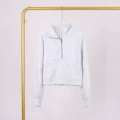 Gray and white stand collar half-zip sweatshirt