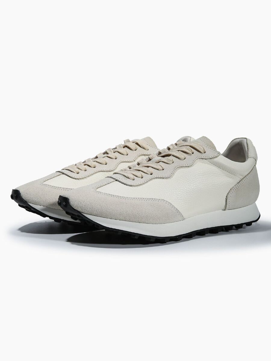 Giày sneaker nam da bò thật phối âu phong cách thể thao — Màu trắng