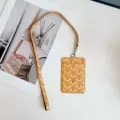 (lian) leather lanyard + card holder - yellow