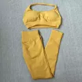 Violent yellow halter bra + trousers suit