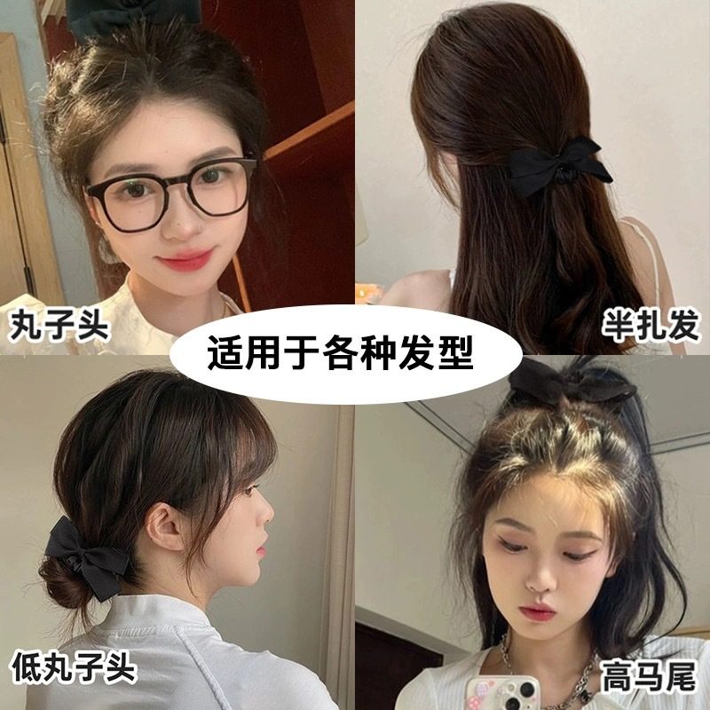 Double-Layer Bow Princess Hair Tie for Women, Ponytail Bun Hair Band, Ribbon, New Year Hair Accessory