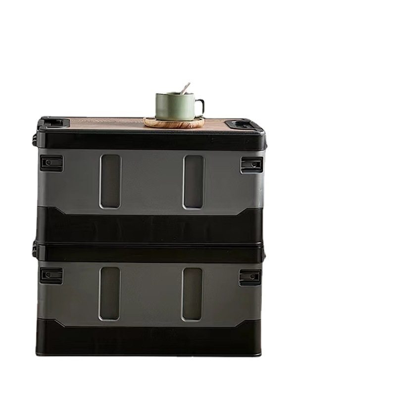Household Wooden Lid Folding Storage Box, Outdoor Camping Storage Box, Car Trunk Organizer Storage Box, Simple and Modern