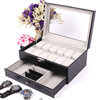 Deyi wholesale PU leather double-layer jewelry box window 12-bit watch box jewelry box jewelry storage box