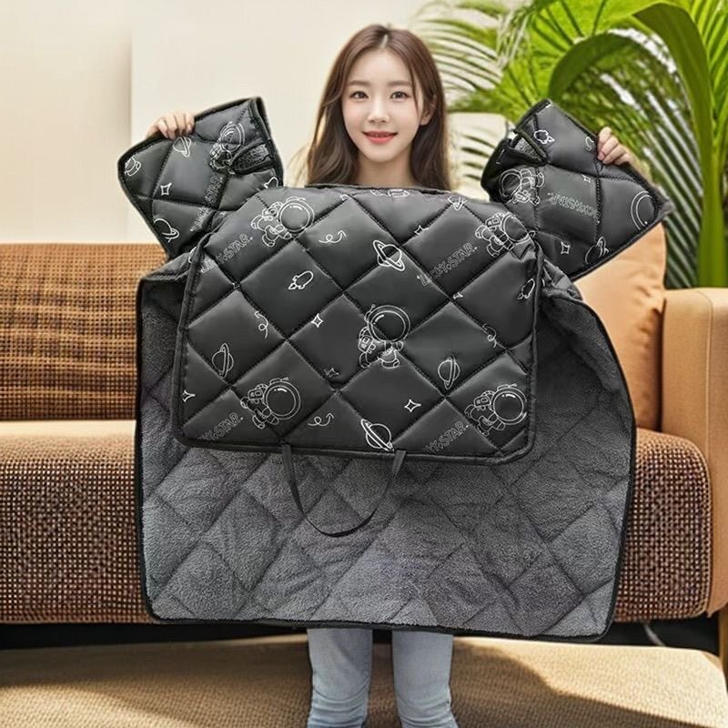 Electric Vehicle Windshield Quilt, Winter Fleece-Lined, Thickened and Enlarged, Electric Motorcycle Waterproof, Winter Electric Vehicle Windproof, Winter