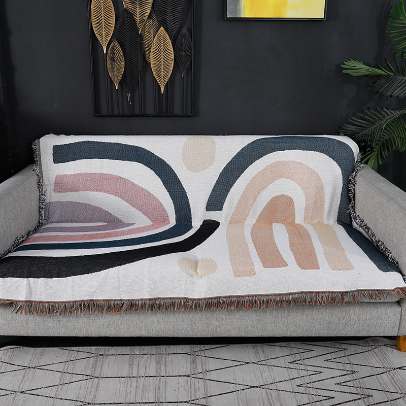 Cross-border Coarse Cotton Blanket Modern Simple Sofa Towel Sofa Cover Cloth Cover Blanket Sofa Cover Mat Bed Blanket Homestay Tapestry