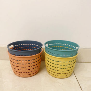 Plastic storage basket sundries storage box desktop snack storage box round storage basket wardrobe organizing basket