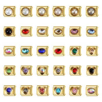 Italian Modular Bracelet, Freely Combinable and Detachable, Birthstone Series Modular Bracelet, DIY Stainless Steel Bracelet