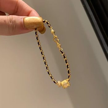 Little Red Book with Explosions Retro Small Man Waist Black Gold Woven Bracelet Exquisite Temperament Fashion Niche Joker Bracelet