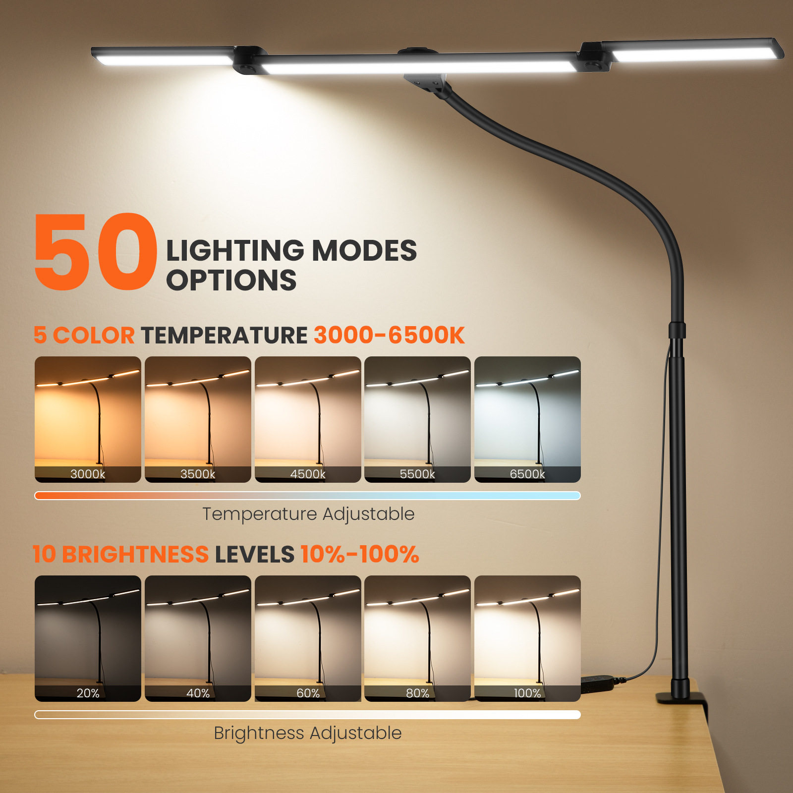 Eye Protection Desk Lamp Three-Head Clip Lamp Led Desk Lamp Learning Work Lamp Computer Screen Lamp Desktop Learning Lamp