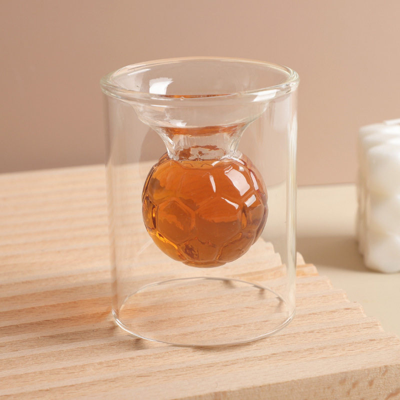 Creative crystal egg beer glass double-layer glass whiskey wine glass wine separator vodka Rugby Cup