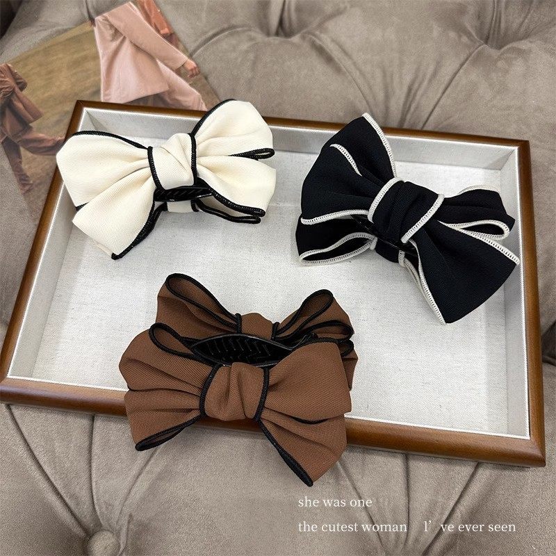 Autumn and Winter Maillard Ball Head High Ponytail Bow Clip 2024 New High-End Exquisite Hair Clip Headwear for Women