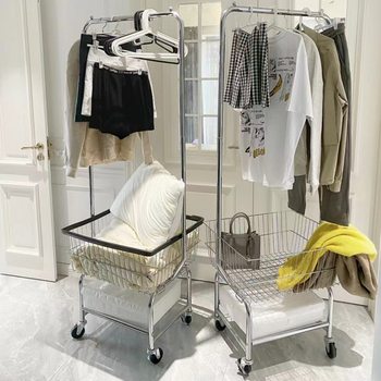 Light Luxury Simple Coat Rack Bedroom Hanger Household Room Clothes Hanger Nordic Wheeled Mobile Storage Rack