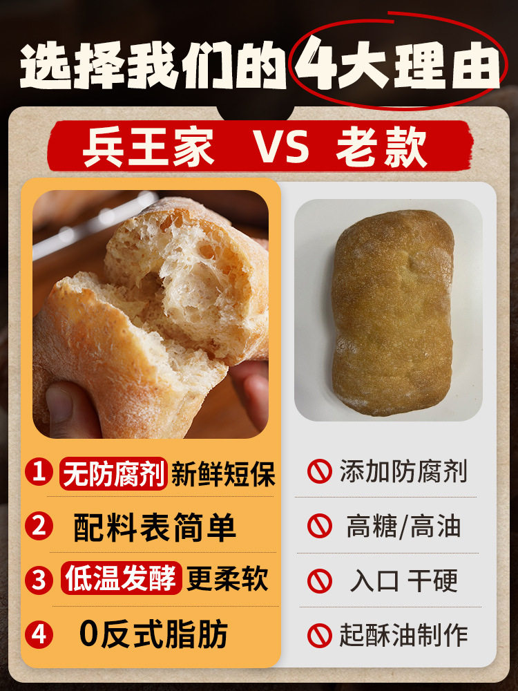 Handmade Whole Wheat Ciabatta Breakfast Bread, Sugar-Free Essential Oil, Reduced Fat Hamburger Embryo Meal Replacement, Satiety Food Staple Food